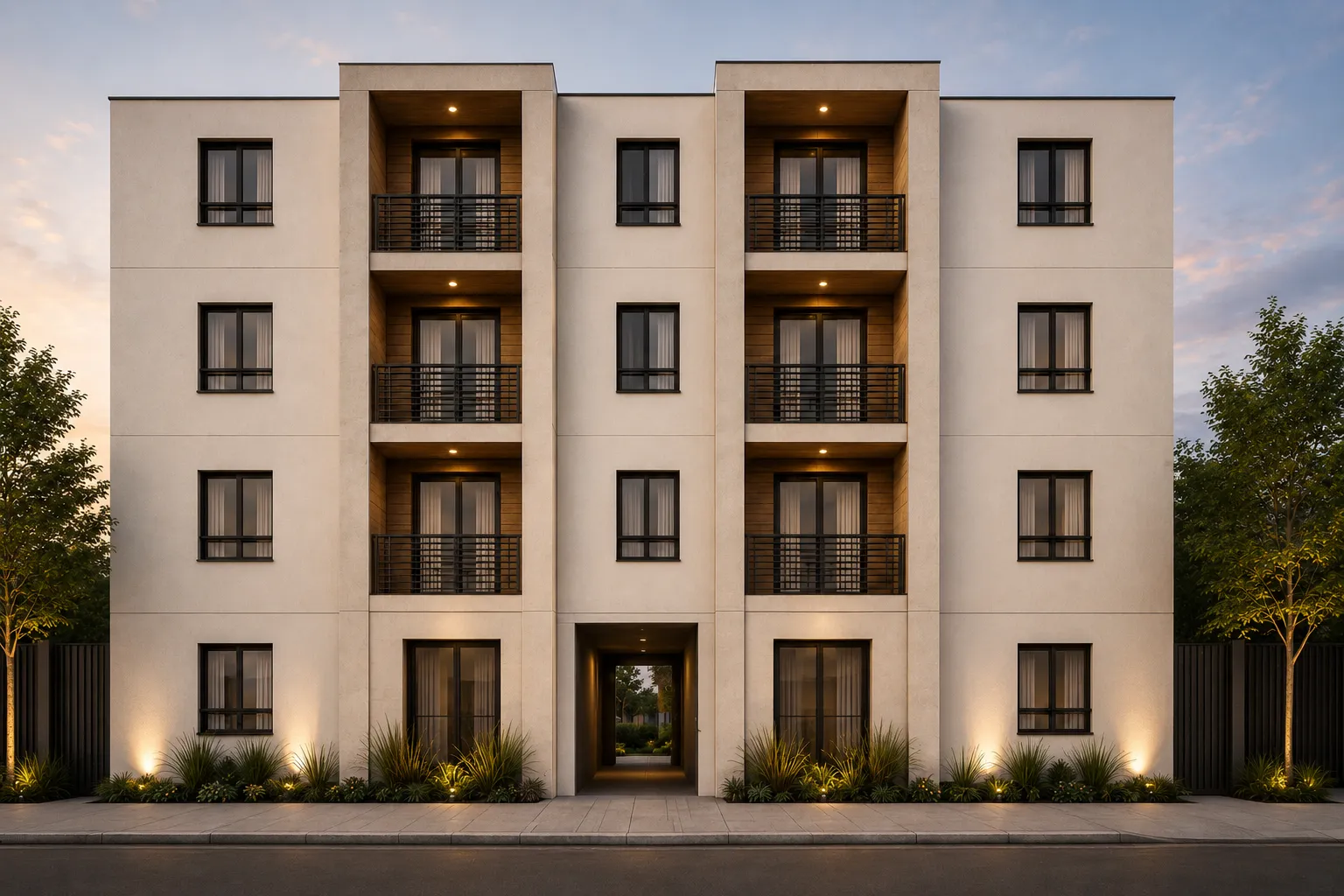 Render de fachada de Departamentos Oro