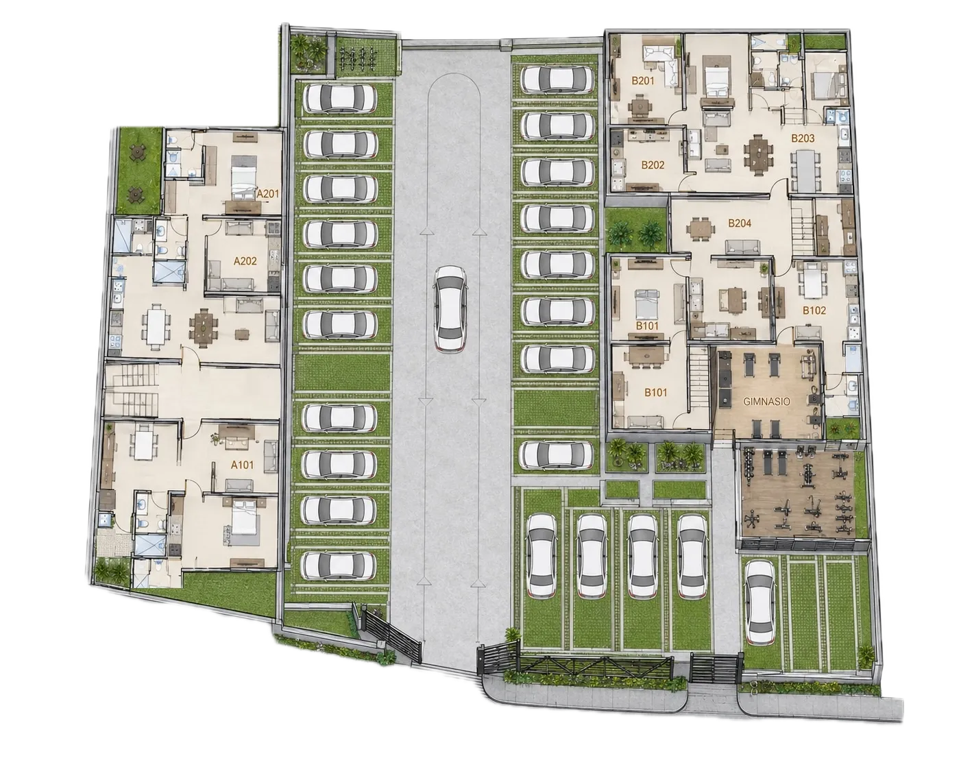 Planta de conjunto de Departamentos Oro